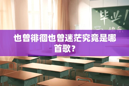 也曾徘徊也曾迷茫究竟是哪首歌？