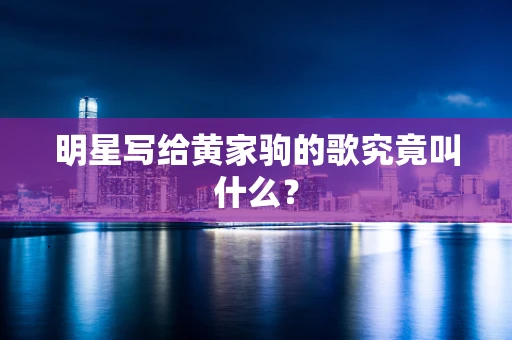 明星写给黄家驹的歌究竟叫什么？