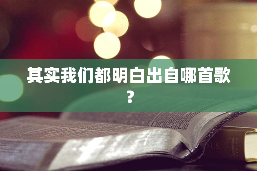 其实我们都明白出自哪首歌？